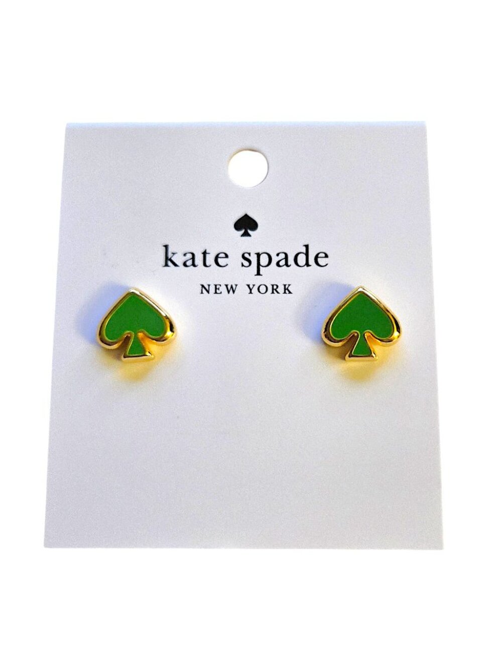 Kate Spade Everyday Spade Enamel Stud Earrings Green Acc NWT Authentic